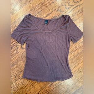 Brown Lettuce Edge Tee - Y2k Shein top XS